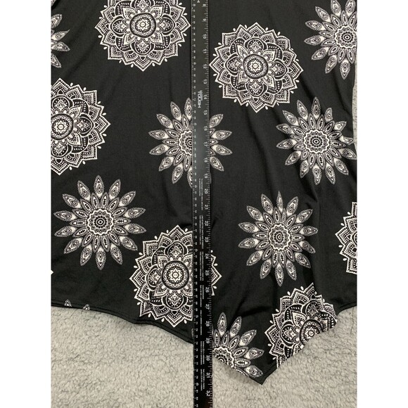 NWT NEW DIRECTIONS Asymmetrical Cut Window-sleeve Knit Lace Black Mandal XL Top - Picture 7 of 9